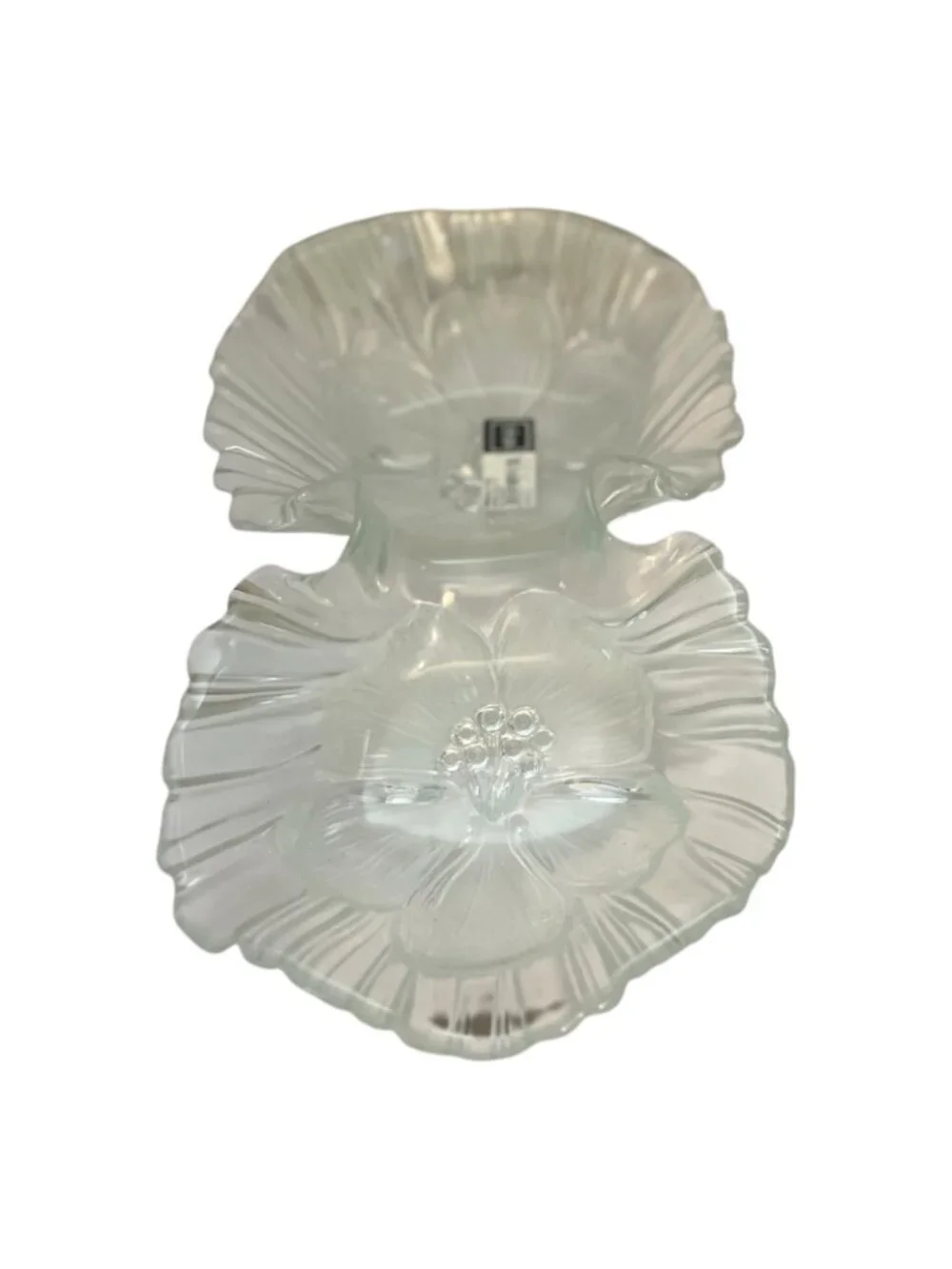 Mikasa Hibiscus Frost Divided Serving Tray Platter 13 Inch Frosted Glass Germany